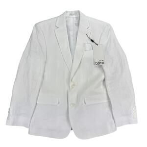 Bar III Mens Slim Fit 100% Linen Solid Suit Jacket White 36S